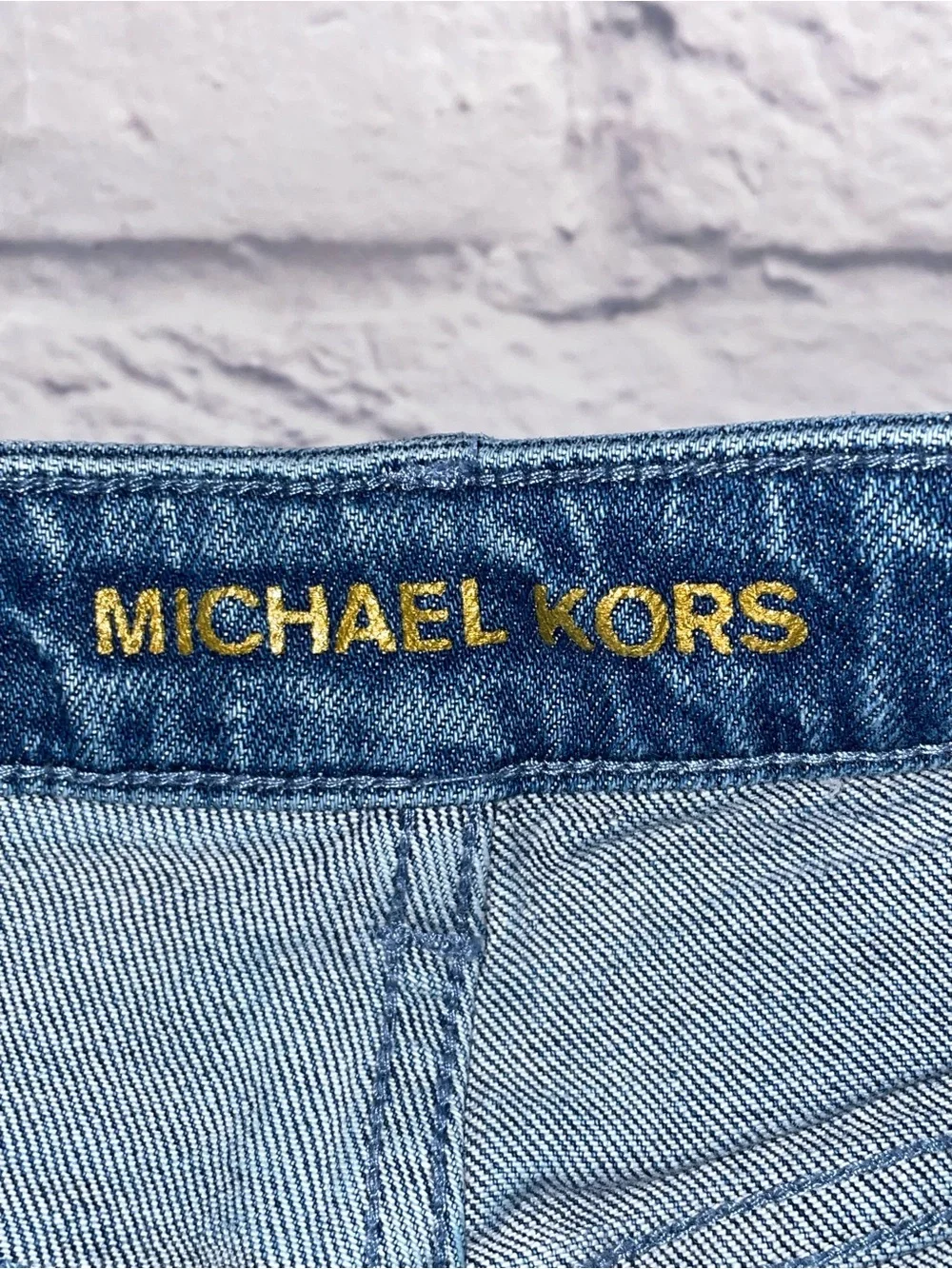 Michael Kors Stretch Denim Wide-Leg Cargo Jeans. Size 10